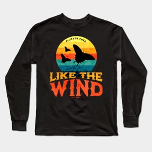 Flutter Free, Like the wind - Retro Vintage Sunset Of Butterflies Long Sleeve T-Shirt